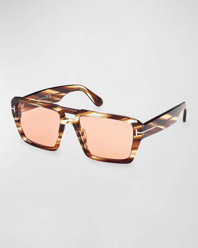 Redford Patterned Acetate Aviator Sunglasses